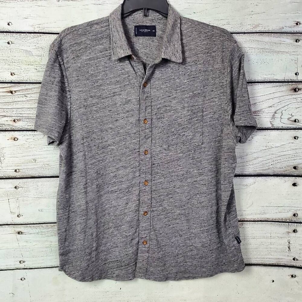 Lucky Brand XXL Gray Button Down SS Shirt